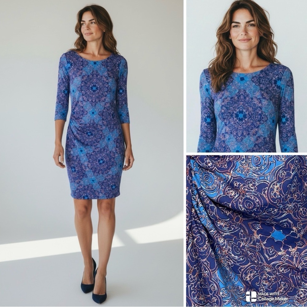 J. McLaughlin Blue Astor Tile dress